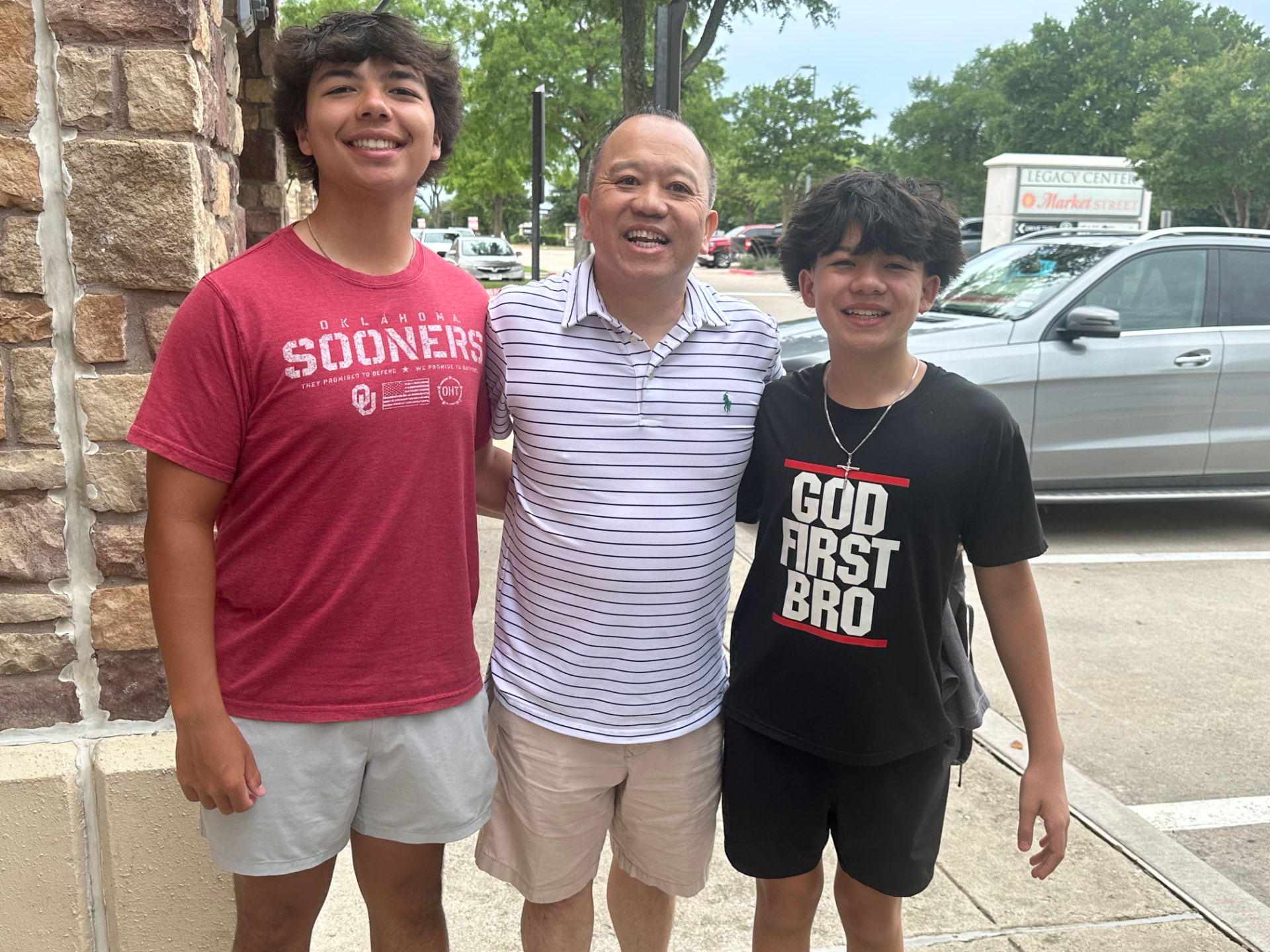 David Nguyen with his sons Hunter and Gavin in Frisco, Texas